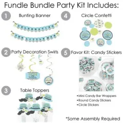 Big Dot of Happiness Dashing Little Man Mustache Party - Baby Shower or Birthday Party Supplies - Banner Decoration Kit - Fundle Bundle
