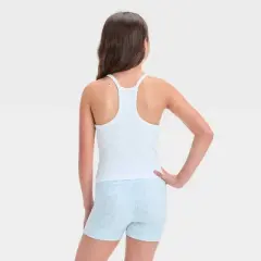 Girls' Seamless Crop Tank Top - All In Motion&trade; White XS: Fit, Midweight Knit, Pullover, Roundneck, Sleeveless