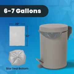 Hand-E Medium Trash Can Liners, 100 Count - 6-7 Gallon Garbage Liners - 22 Microns Thick, Gray Transparent