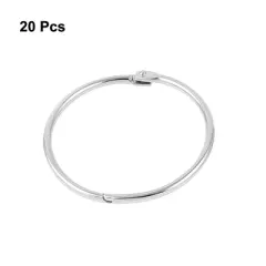 Unique Bargains Metal Book Loose Leaf Binder Hinge Snap Key Rings 20 Pcs Silver Tone 2.1" Outside Dia