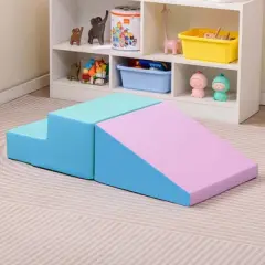 Costway Step and Slide Climber for Infants and Toddlers Baby Soft Foam Structure Blocks Yellow/Blue/Pink/Purple