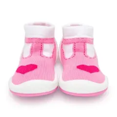 Komuello Toddler Girl First Walk Sock Shoes T Strap Heart
