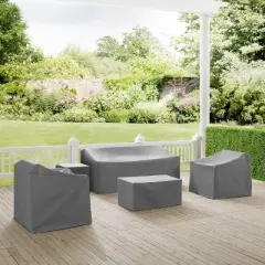 Crosley 5pc Furniture Cover Set, Sofa, Two Armchairs, End Table and Rectangle Table, Gray: Vinyl Protective Patio Covers