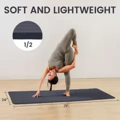 Fitvids 1/2-Inch Thick High Density Foam Exercise Yoga Mat with Carrying Strap, For Cushioning The Body Against Hard Floors, Graphite