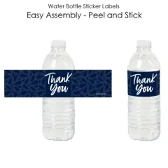 Big Dot of Happiness Navy Blue Elegantly Simple - Guest Party Favors Water Bottle Sticker Labels - Set of 20