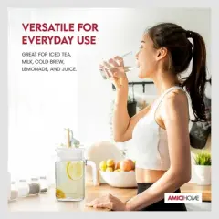 Amici Home Italian Igloo Quadra Glass Pitcher with Lid and Spout, Clear Glass Water Pitcher for Refrigerator, Carafe for Iced Tea, Juice, Milk, Brew