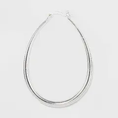 Silver Plated Graduated Oval Hoop Earrings - A New Day&trade; Silver