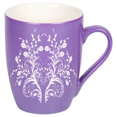 Elanze Designs Damask Floral Mirror Passion Purple 10 ounce New Bone China Coffee Cup Mug
