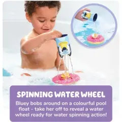 Bluey TOMY Toomies Splash and Float 2-in-1 Water Toy with Pour Cup and Water Wheel Toy