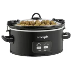 Crock-Pot 6qt Cook & Carry One Touch Programmable Slow Cooker Matte Black: Locking Lid, Removable Stoneware Pot