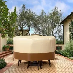 Topteng Waterproof Outdoor Patio Round Table Cover - Beige