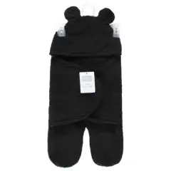 Hudson Baby Unisex Animal Faux Shearling Baby Outdoor Stroller Sack Wrap, Black, One Size