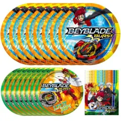 Treasures Gifted BEYBLADE Birthday Party Supplies Tableware Starter Set for 16 Guests