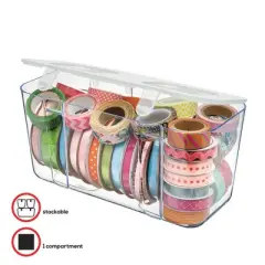 Deflecto Stackable Caddy Organizer, Medium, Clear, 8.8" x 4" x 4.38"