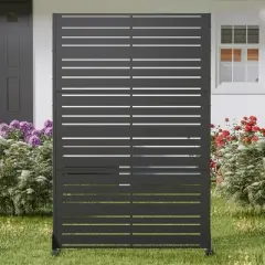 47-inches W x 72-inches H Black Galvanized Sheet Screen Outdoor and lndoor Divider for Balcony Patio Garden Room Divider (Shutter-A)