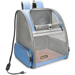 Texsens Cat Backpack Carrier with Heated Cat Bed(Blue)