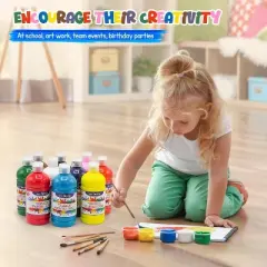 4E's Novelty Washable Tempera Paint Set for Kids &ndash; 10 Bright Colors &ndash; 16oz Bottles Washable Paint