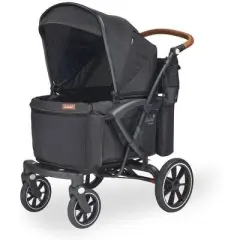 Larktale sprout Single-to-Double Stroller/Wagon - Expandable and Foldable Stroller Wagon for Kids with Canopy, Storage, and Accessories - Byron Black
