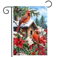 Briarwood Lane Winter Garden Flag 12x18 For Outdoor Cardinals and Poinsettias For Winter Garden Flag Flags For Outside