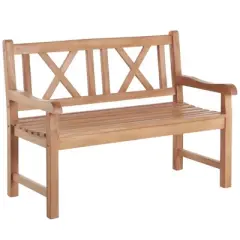 Nordic Teak 47" 2 Person Natural Outdoor, Patio and Garden Bench - Beige