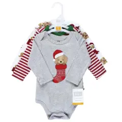 Hudson Baby Unisex Baby Cotton Long-Sleeve Bodysuits, Christmas Dog