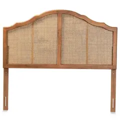 Iris Vintage Wood and Synthetic Rattan Arched Headboard Walnut - Baxton Studio