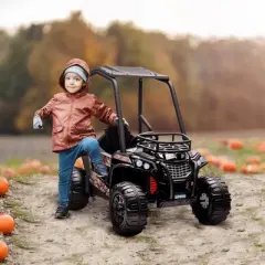 Aosom 12V Dual Motor Kids Electric Ride-on UTV Toy with MP3/USB Music Connection, Suspension, & Remote Control