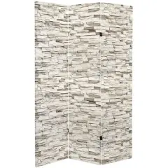 6" Double Sided Stone Wall Canvas Room Divider Gray - Oriental Furniture