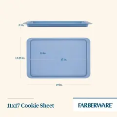 Farberware Easy Solutions 11"x17" Nonstick Steel Bakeware Cookie Pan Baking Sheet - Blue: Dishwasher-Safe Rectangle Sheet