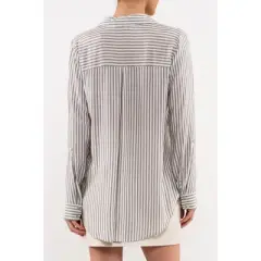 August Sky Striped Lightweight Woven Top