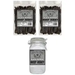 Buffalo Bills Black Pepper Beef Jerky 2 Bag Starter Kit (2 bags and 1 jar)