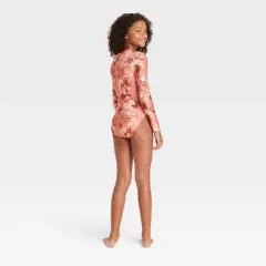 Girls' Island Floral One Piece Rash Guard - art class&trade; Brown
