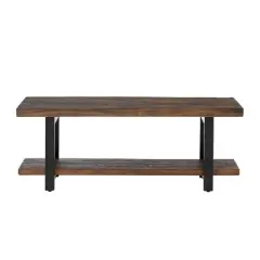 48" Pomona Solid Wood and Metal Entryway Bench Brown - Alaterre Furniture