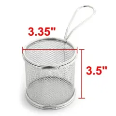 Unique Bargains Stainless Steel Cylinder French Fries Oil Sieve Strainers Fry Basket Frame 1Pc
