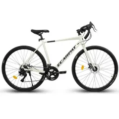 NAYSAYE Bicycle 700C Road Bike Lightweight Aluminum Frame 16 Speed with Disc Brakes for Men and Women, Cream, 68"*18"*37.5"