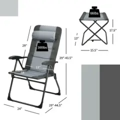 Costway 4PCS Patio Folding Dining Chair Ottoman Set Recliner Adjustable Gray