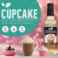 Syruvia Cupcake Syrup for Coffee 25.4 fl oz Premium Coffee Flavoring Syrup