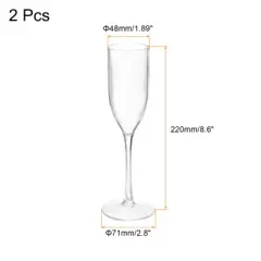 Unique Bargains Lightweight Elegant Champagne Flutes with Long Stem 2 Pcs