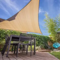 Sun Shade Sail Canopy UV Block &ndash; Waterproof Outdoor Shelter for Patio, Deck, Garden - Beige - 12X12X12