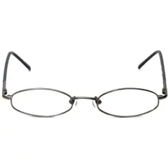 Flex Plus Style#102 by Vivid Unisex KIDS Metal Oval 46mm Designer Eyeglasses OR Blue Light Filter OR Reading Glasses in Gun Metal Grey