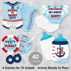 Big Dot of Happiness Ahoy It's a Boy - 4 Baby Shower Games - 10 Cards Each - Gamerific Bundle