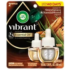 Air Wick Vibrant Scented Oil Air Freshener Refills Sweetgrass & Sandalwood - 1.34 fl oz/2pk