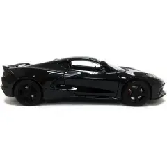 2020 Chevrolet Corvette C8 Stingray Black with Gray Stripes 1/24 Diecast Model Car by Motormax
