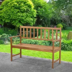 BestMassage Patio Bench Outdoor Loveseat Wooden Bench Durable Garden Bench, Nature