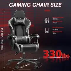 KERDOM Gaming Chair for Adults, Ergonomic Computer Gamer Chair, Black-Gray