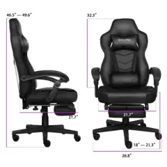 ELECWISH Gaming Chair with Footrest, Lumbar Support, Breathable Computer Chair with Pocket Spring Cushion, Chairs for Adults