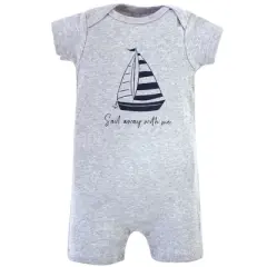 Hudson Baby Infant Boy Cotton Rompers 3pk, Sailboat