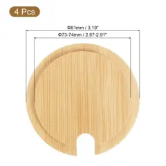 Unique Bargains Smooth Bamboo Coffee Mug  Wooden Cup Lid with Spoon Hole 4 Pcs