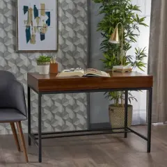 Ebany Industrial Acacia Wood Storage Desk Dark Oak - Christopher Knight Home