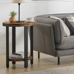 27" Pomona Diameter Round End Table Rustic Natural - Alaterre Furniture